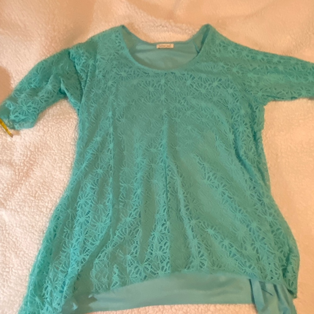 Indigo Soul Turquoise Lace Women’s Blouse No Size. See Measurements